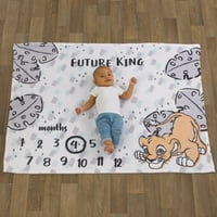 Disney Lion King Simba Grey and White Super Soft Milestone Baby Bedyle с маркер за филц, 50