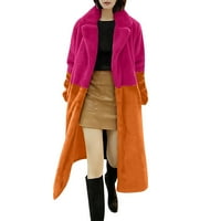 Гувпев мода ежедневни дамски Овчи Стрижещи шев палто Дамско вълнено палто със средна дължина-оранжев л