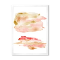 Дизайнарт 'абстрактни облаци с Розово злато, бежово и червено' модерна рамка Арт Принт