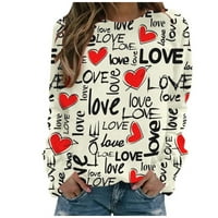 Ruziyoog подаръци за жени ризи за жени Crewneck Графични суичъри сърце Любов пуловер Небрежен подарък за дълги ръкав Топс блуза