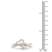 1 20кт ТДВ диамант 10к Розово злато двойно сърце пръстен