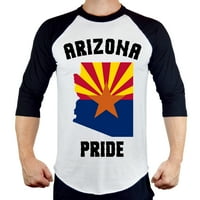 Мъжка Аризона Прайд държавен флаг Б пласт Реглан Бейзболна тениска х-голям