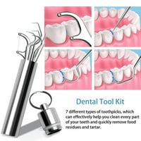Комплект преносими неръждаема стомана клечки за зъби джоб Комплект, за многократна употреба метални клечки за зъби почистване комплект с държач