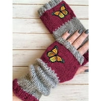Gzea ръкавици за дамски фитнес жени топла ръка кука малки цветя ръчно изработени вълнени ръкавици от памучни ръкавици