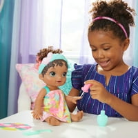 Бебе живо жива бляскава бебешка кукла с черна коса, фламинго, играчка за грим