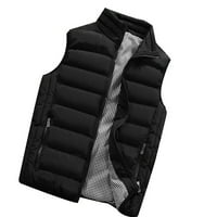 Газови топли мъжки якета за пухчета през зимата ежедневен уличен стил без ръкави твърд цвят удобно палто меко пътуване работа якета черни, xl
