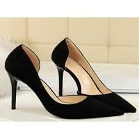 Lumento дами високи токчета Fau Suede Stilettos Slip on D'Orsay Pumps Fashion Ression Shoes Black 8