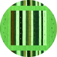 Ahgly Company Indoor Round Abstract Green Contemporary Area Rugs, 4 'Round