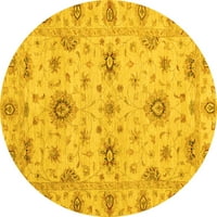 Ahgly Company Indoor Round ориенталски жълти традиционни килими, 7 'кръг