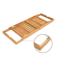 Крепежни елементи разтегателен бамбук вана тава с флип - нагоре четене рафт, Баня рафт