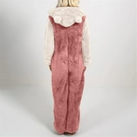 Дамски руно onesie пижама Jumpsuit Colorblock топъл шерпа ромпер спално облекло с цип-u-up качулка шезлонг