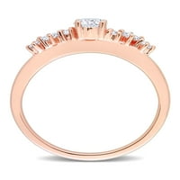 Карат Т. У. принцеса-шлифован и кръгъл диамант 10кт годежен пръстен от розово злато