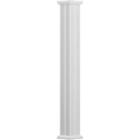 8 8 ' Ендура-алуминиева колона, квадратен вал, заострен, Нагънат, текстуриран бял завършек с капитал и база