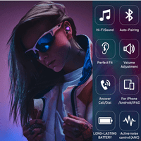 Urban Street Buds Plus True Bluetooth безжични слушалки за Tecno Camon Pro с активен шум от анулиране на лилаво