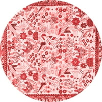 Ahgly Company Indoor Round Animal Red Traditional Area Rugs, 3 'Round