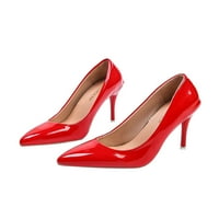Zodanni Ladies Stiletto Heels Slip на помпи Оценка на пръсти Обувки Случайна помпа Официално леко тегло на височина червено 8.5