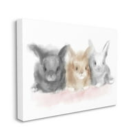 Ступел индустрии пухкави зайчета розово кафяво сиво Животни дизайн платно стена изкуство от Дафне Полсели