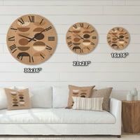 Дизайнарт 'Абстрактен Луна и слънце геометричен печат' Модерен дървен стенен часовник