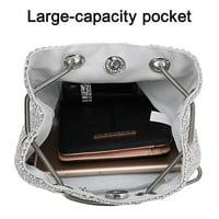 Женска вечерна чанта- Пълна чанта за кофа за кристали, блестяща чанта за рамо на рамото за парти за сватба вечер