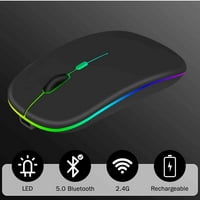 2.4GHz & Bluetooth мишка, акумулаторна безжична мишка за безкрайна Bluetooth безжична мишка за лаптоп Mac Компютърен таблет Android RGB LED злато