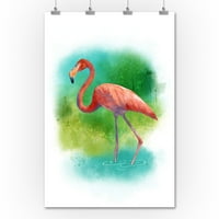 Фламинго, акварел