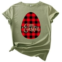 Jeashchat великденски ризи за жени зайче заек яйце печат плюс размер великденски къси ръкави O-мак печат ежедневно блуза тениска върхове