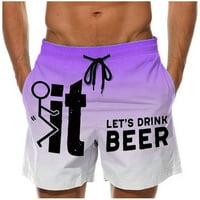 Sodopo Drink Beer Men Gradient Board Swim Trunks Мъжки къси шорти от печат Бързи сухи плажни къси панталони с джоб