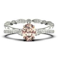 Минималистичен 2. Каратски овален разрез опростен морганит и диамантен годежен пръстен за мосанит, класически сватбен пръстен в 10K твърда розова злато, подарък за нея, обещаващ пръстен, юбилеен пръстен