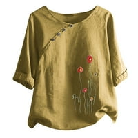 Детегледачка Дамски Плюс размер ризи клирънс жените лятото случайни кръг врата къс ръкав цвете печат хлабав риза върхове