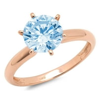 2,5ct кръгло рязане синьо симулиран диамант 18k розово злато годишнина годежен пръстен размер 3.75