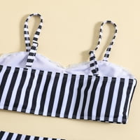 Century Kids Baby Girls Bikini Set Striped Camisole с дантелени пачуърк бански костюми за летен плаж