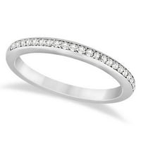 Полу-ветрична диамант паве сватбена лента 14k бяло злато