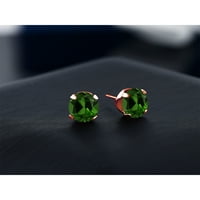 Gem Stone King 2. CT 8x Green Chrome Diopside Brass Rose Gold Plated Brass Stud Обеци