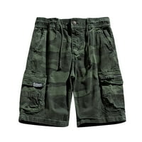 Penkiiy Men's Summer Camouflage Outdoors Casual има джобове бутон с цип цип теглене спортни шорти панталони Мъжки летни къси панталони с джобове, скрити тегличи зелено в продажба