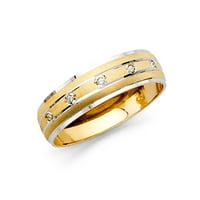 Jewels 14K бял и жълт златен пръстен с два тона мъжки кубичен циркония CZ годишнина сватбена лента с размер 10