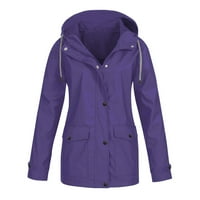 Sksloeg Waterproof Rain Jackets for Women Widerbreaker Раитно катерене Raincoats Waterproof Lightweight Outdoor Tronck Conple Coats, Purple XL