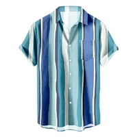 Тениски за мъже Мъжки раирани летни къси ръкави Хавайци редовен прилепващ бутон надолу ризи