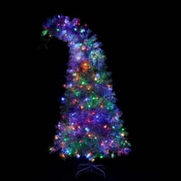6-футово предварително осветено коледно дърво w цветни светлини, огънати топ изкуствен коледно декорация със златна звезда, LED светлини мигащи пътища, бели съвети