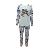 Съответстващи семейни пижами комплекти Хелоуин PJ Писмо тиквено печат отгоре и панталони на кари