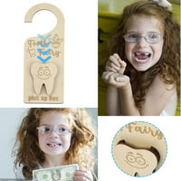 Koaiezne зъби фея закачалка за врати с притежател на пари и зъб декор за зъба фея вдигват bo насърчаване на подарък за декорация на стая за деца
