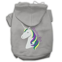 Mirage Pet Products Polyester & Cotton Unicorns Rock Holiday Dog Hoodie, Grey, S