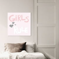 Уинууд студио типография и Цитати платно за стена принтове 'момичетата управляват' овластени жени Цитати и поговорки-Розово, бяло