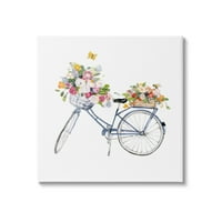 Ступел индустрии Реколта велосипед цвете букет кошници пеперуди картини Галерия-увити платно печат стена изкуство, 17х17