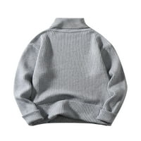 Lumento мъже Turtleneck Пуловер джъмпер горен връх с колет пуловер пуловер с дълъг ръкав обикновен изходни дрехи твърд цвят сив m