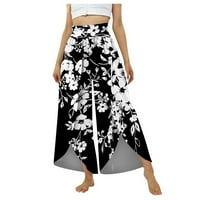 Apepal Split Wide Leg Yoga Pants for Women, Flowy Boho Висока талия Дълги палацо панталони Разхлабени панталони за салон Черно 2xl