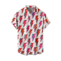 Cyzz Celler Summer New Men's Printed Slim Fit риза Голяма мода Небрежна риза с къс ръкав мъже розово m