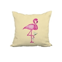 Единична Фламинго Аква тропически печат декоративна Полиестерна възглавница с ленена текстура