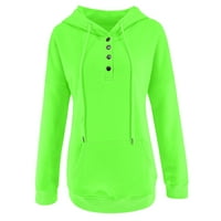 Xinqinghao Hoodie Женска модна горна риза с качулка с дълъг ръкав ежедневен суичър пуловер суичър с джобни жени качулка зелено xl