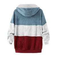 Зимна есен Женско яке палта шевови джобни качулки пуловер пуловерна топла изкуствена вълнена джобове, изхождащи ежедневни върхове
