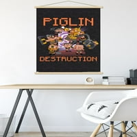 Майнкрафт: легенди - плакат за унищожаване на Пиглин с магнитна рамка, 22.375 34